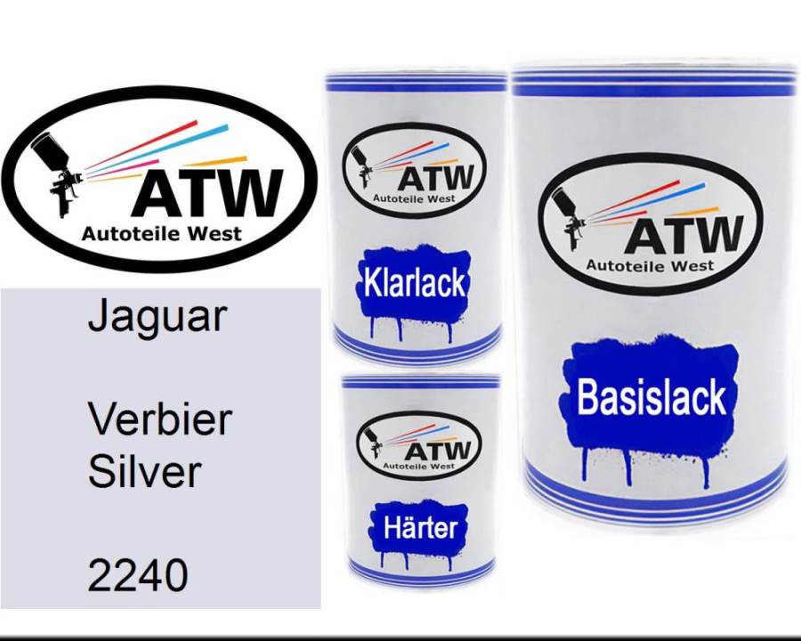 Jaguar, Verbier Silver, 2240: 500ml Lackdose + 500ml Klarlack + 250ml Härter - Set, von ATW Autoteile West.
